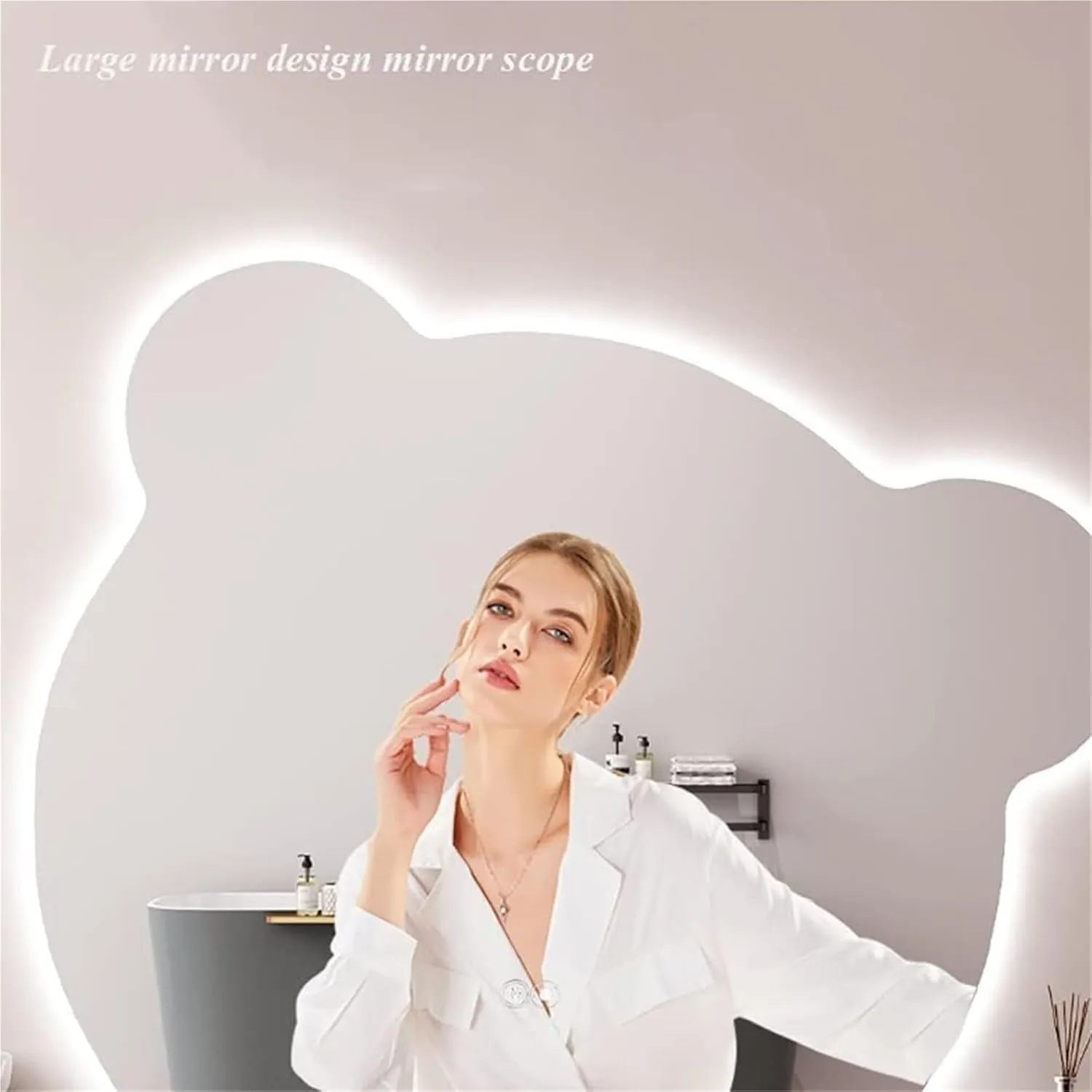 Bathroom Mirror, Modern Anti-Fog Makeup Mirror Dimmable Smart with Touch Switch for Home Decoration(D,60 * 75CM)