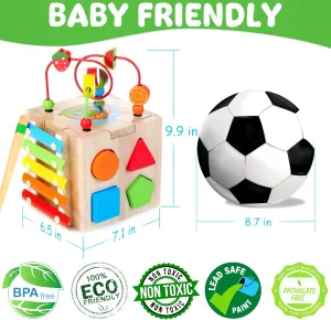 Batlofty Wooden Activity Cube, 8-in-1 Montessori Toys for 1  Year Old Boys & Girls, Educational Learning Toys for Toddlers Age 1-2, 1st Birthday Gift with Word Cards | Bonus Sorting & Stacking Board