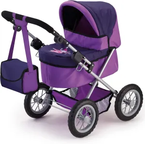 Bayer Design Dolls: Trendy Pram - Two-Tone Purple & Fairy - Accessory for Dolls Up to 18", Shoulder Bag, Adjustable Handle, Foldable, Kids Toy Ages 3 