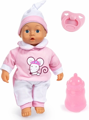 Bayer Design: Interactive Baby Doll - 14" Pink Mouse - Makes Baby Sounds, Includes Pacifier Bottle & Matching Cap, Pretend Play, Kids Ages 18  Mo