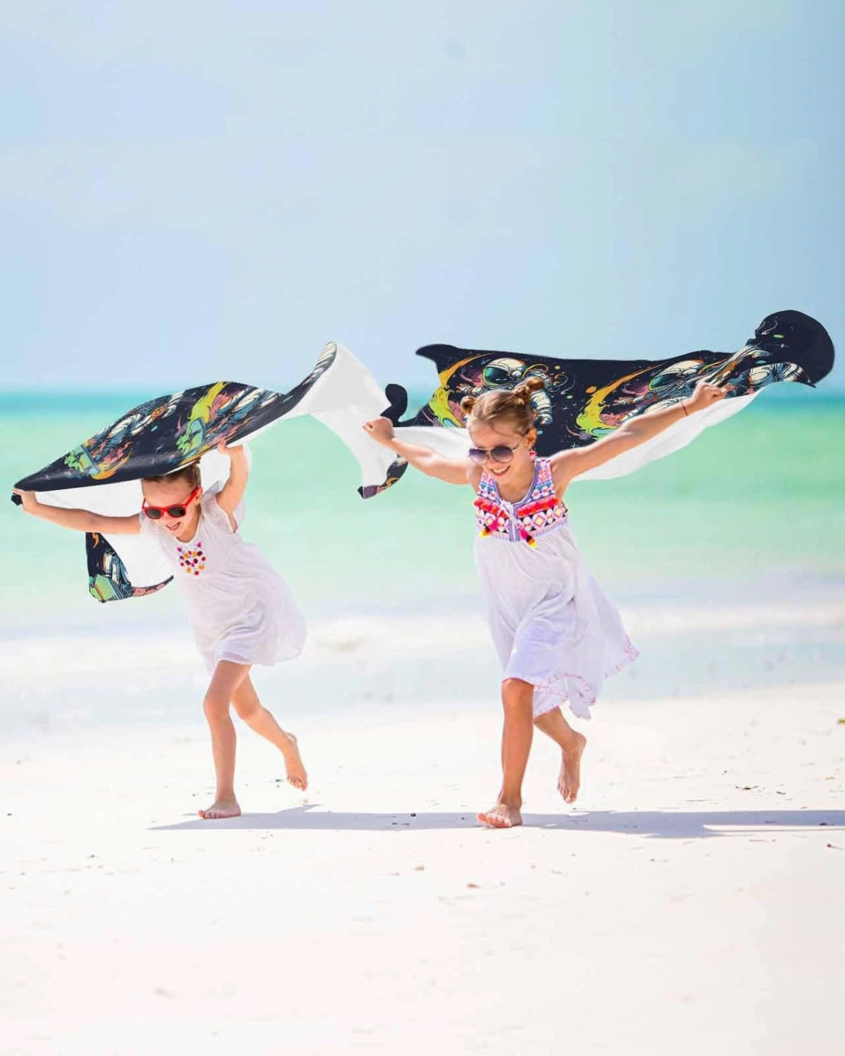 Beach Towel Creative Sport Astronauts Bath Pool Towels Watercolor Skateboarding Sand Free Blanket Quick Dry Lightweight Travel Blankets for Adults Gifts 35x70in