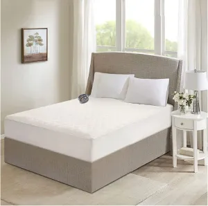 Beautyrest Cotton Heated Mattress Pad - Bed Warmer with 20 Heat Settings Controller, Auto Shut Off Timer, All Around Elastic Deep Pocket, UL Certified, Machine Washable, White Twin