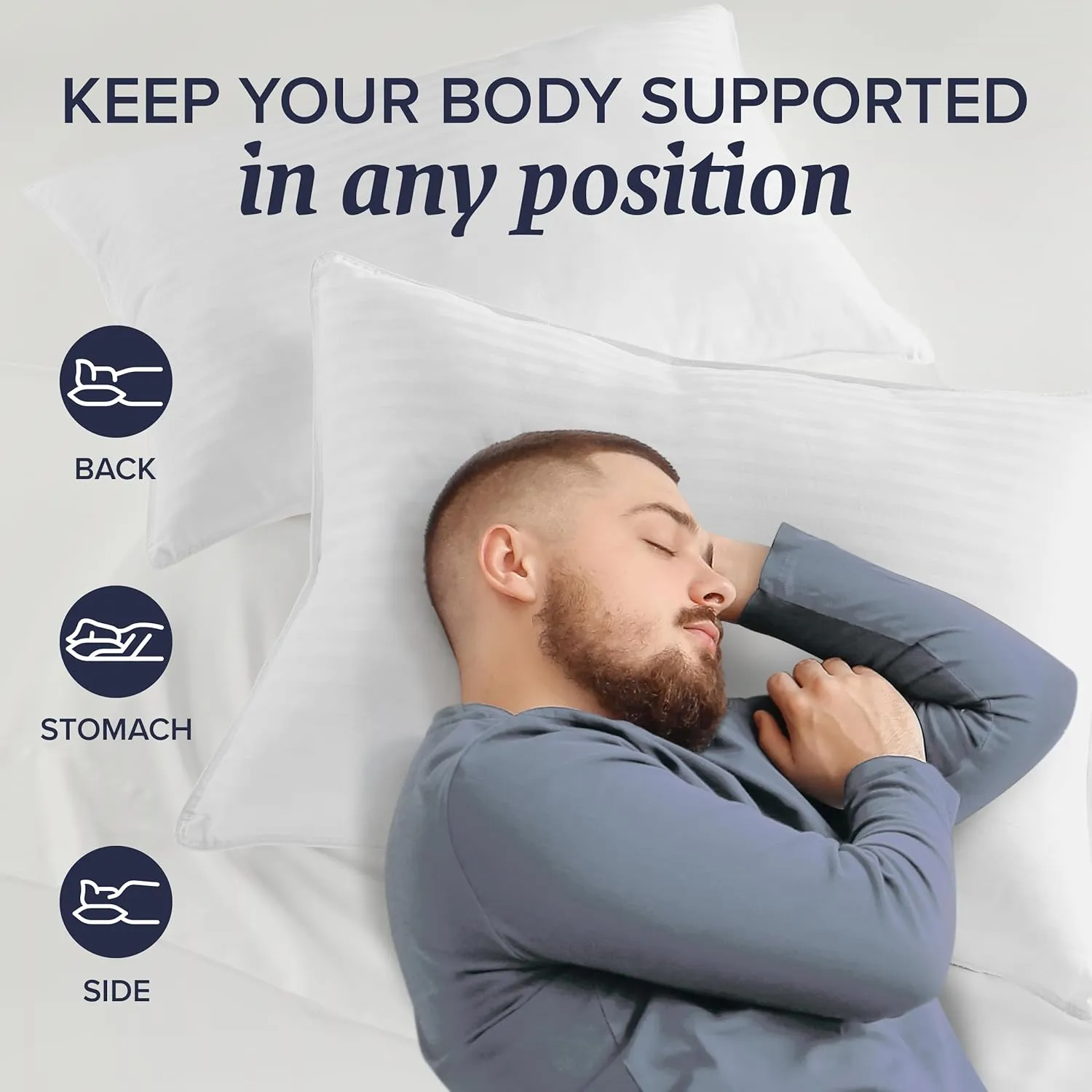 Beckham Hotel Collection Bed Pillows Standard/Queen Size Set of 2 - Original Down Alternative Pillow for Sleeping - Bedding for Back, Stomach or Side Sleepers