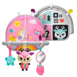 BENBAT Car Seat Toys for Babies - Double Sided Rear Facing Carseat Toy with Baby Mirror for Infants Girls and Boys 0-18 Months, Pink