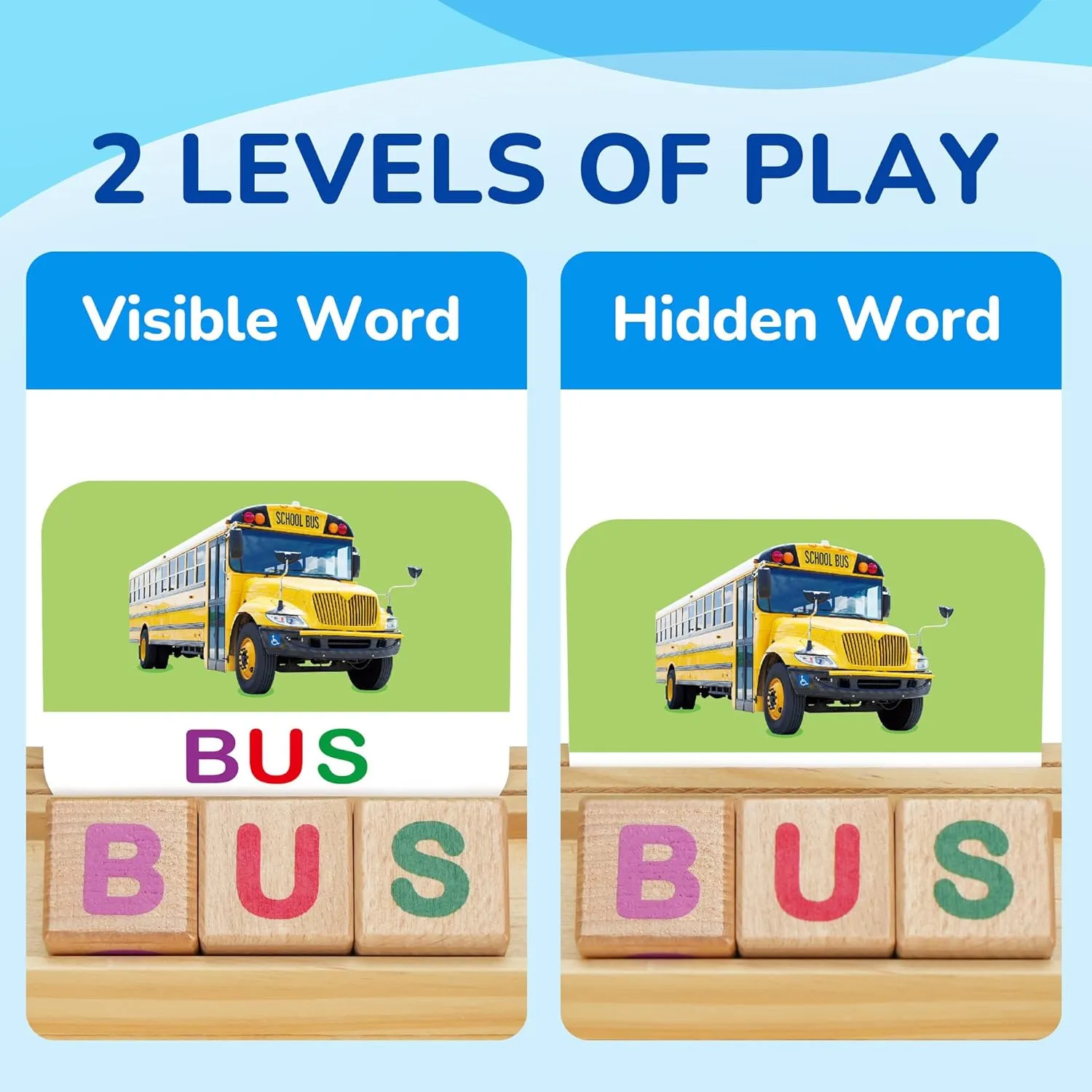 BenBen Spelling Games with Flash Cards, Montessori Toys for 3 4 5 6 Years Old Kids, Wooden Matching Letters Games, CVC Word Educational Learning Toys, Gift for Preschool Kindergarten