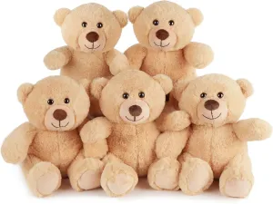 BenBen Teddy Bear Stuffed Animal, 5 Pack 8 inch Small Teddy Bear Bulk, Baby Bear Plush Toy for Baby Shower Decoration, Gifts for Girlfriend, Anniversary, Birthday (Brown)