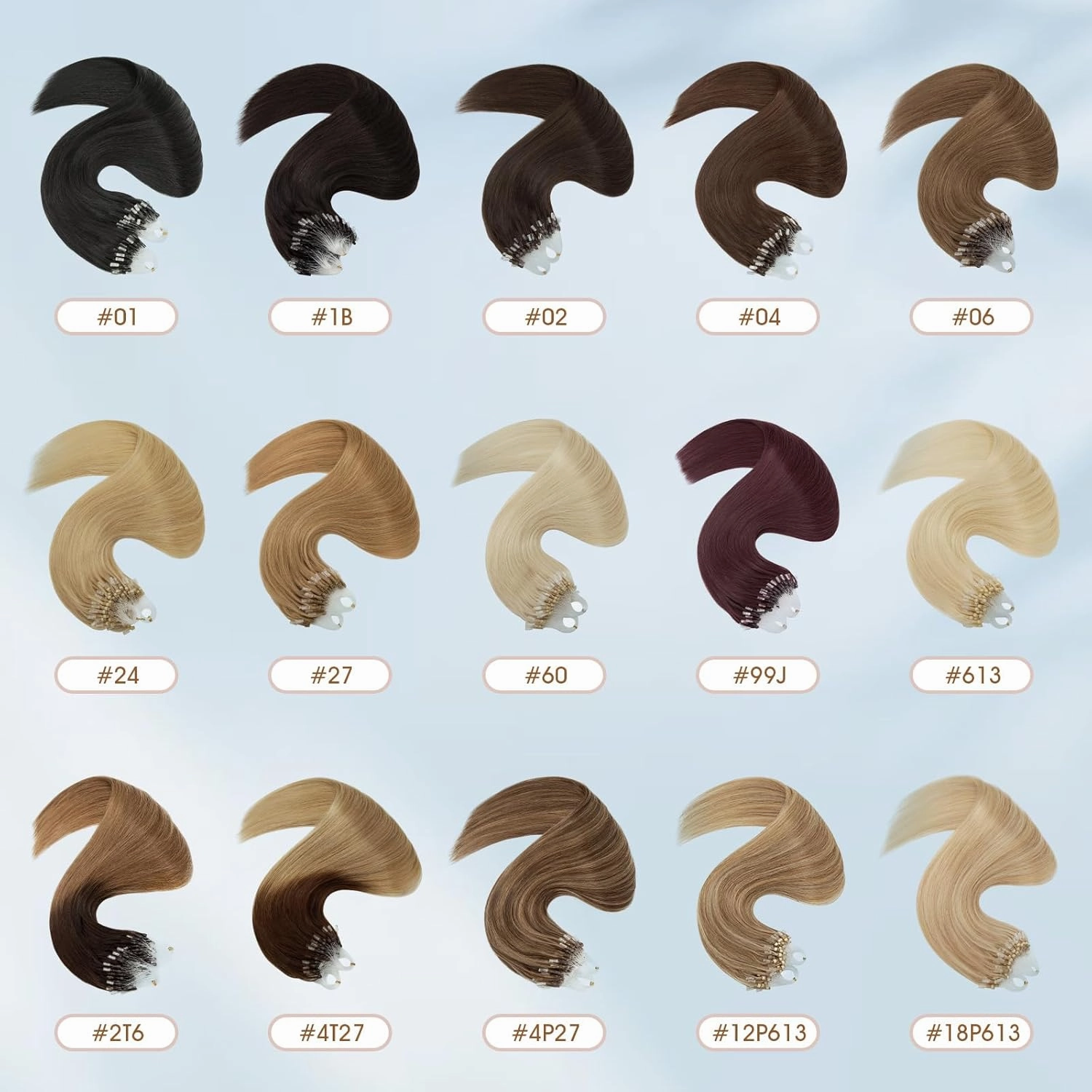 Benehair Micro Loop Ring Human Hair Extensions Beads Invisible Fish Line Stick Hairpiece for Women Highlighted Brown Blonde Straight Real Remy Hair 16 inch 100 Strands 50g #12&613