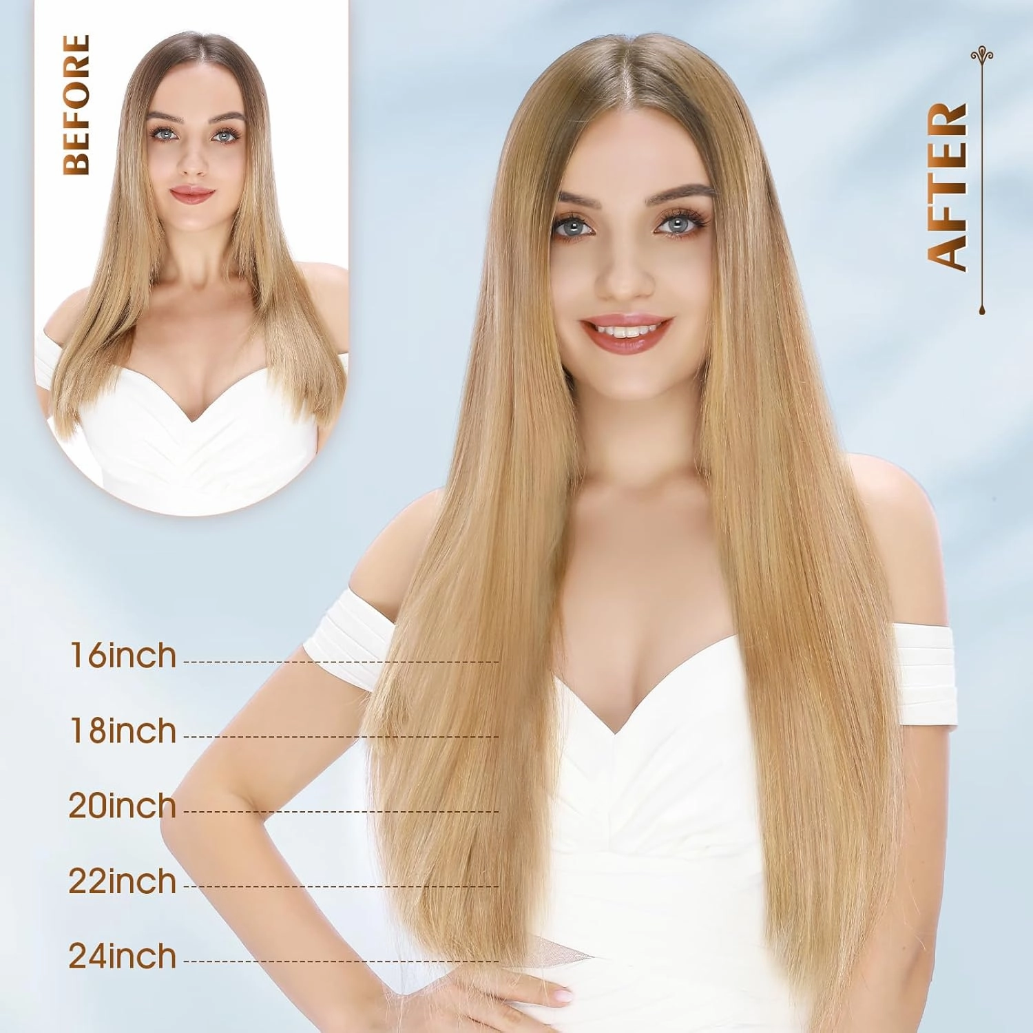 Benehair Micro Ring Human Hair Extensions Straight Micro Beads Hair Extensions Medium Brown&Dark Blonde #4P27 50g 20Inch Remy Micro Loop Hair Extensions