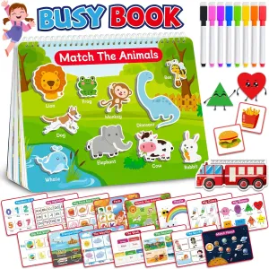 Benresive Montessori Busy Book for Toddlers 3-5, Preschool Toddler Learning Activities Crafts, Sticker Books for 3 4 5 Year Old Boys Girls Birthday Gifts, Autism Sensory Toys