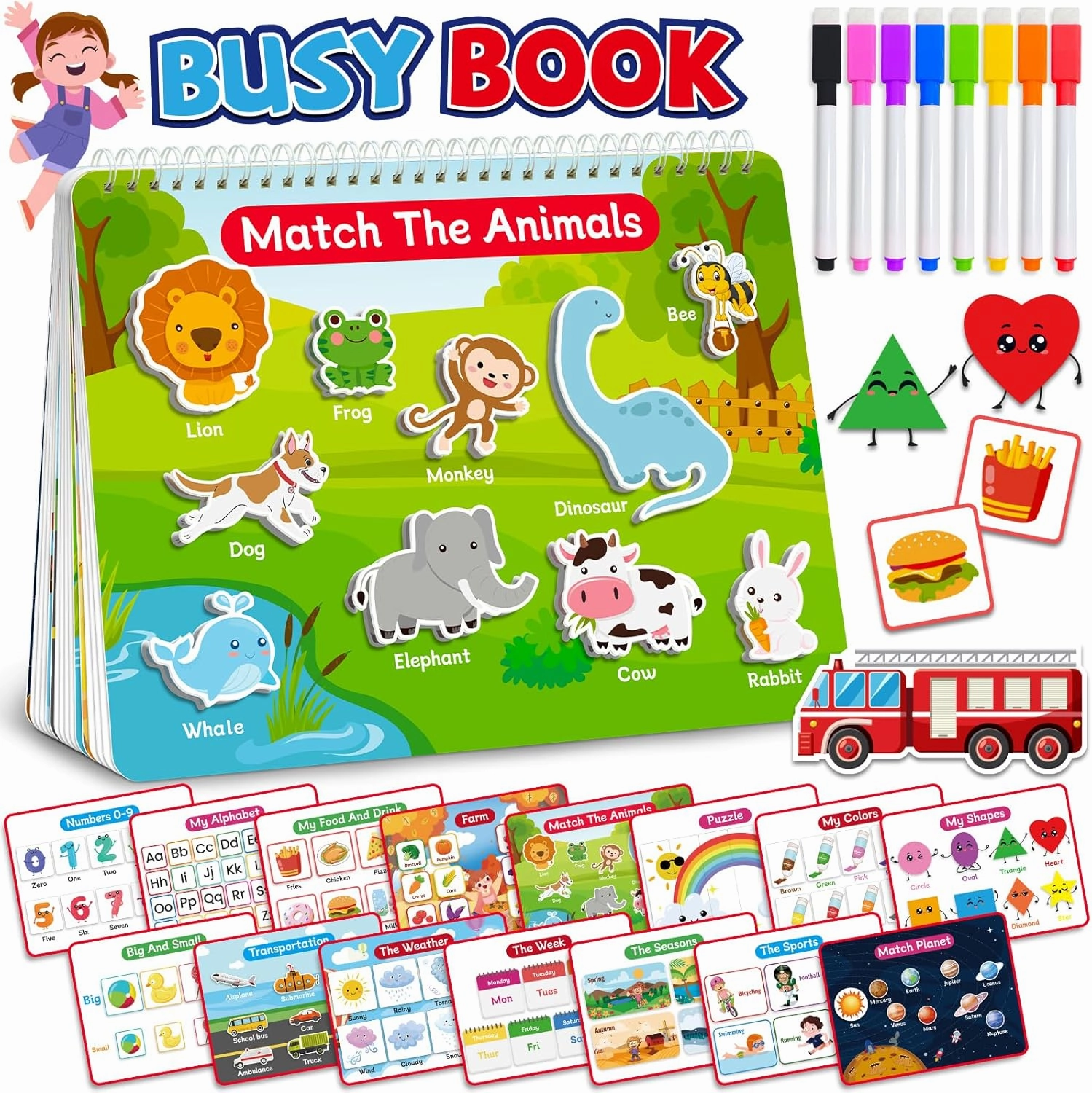 Benresive Montessori Busy Book for Toddlers 3-5, Preschool Toddler Learning Activities Crafts, Sticker Books for 3 4 5 Year Old Boys Girls Birthday Gifts, Autism Sensory Toys