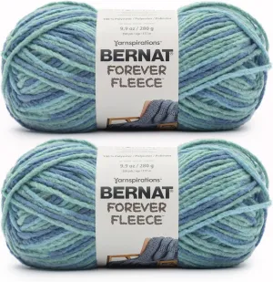Bernat Forever Fleece Seaglass Yarn - 2 Pack of 280g/9.9 oz - 100% Polyester - #6 Super Bulky - 194 Yards - Knitting/Crochet