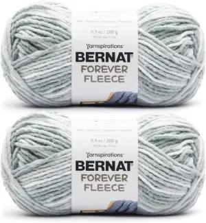 Bernat Forever Fleece Tea Tree Yarn - 2 Pack of 280g/9.9 oz - 100% Polyester - #6 Super Bulky - 194 Yards - Knitting/Crochet