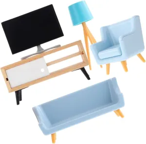 BESPORTBLE 1 Set Dollhouse Miniature Decoration with Tv Cabinet Lamp and Sofas for Mini House Furnishing and Landscaping Decor