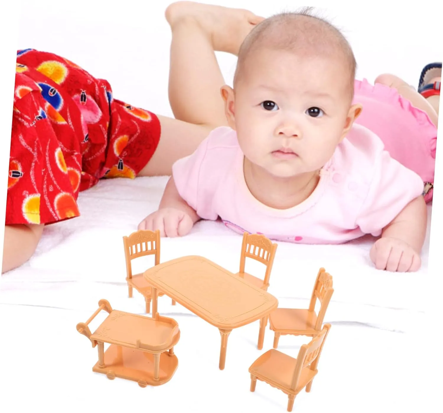 BESPORTBLE 2 Sets Miniature Furniture Set Doll House Dining Table Chair Safe Plastic