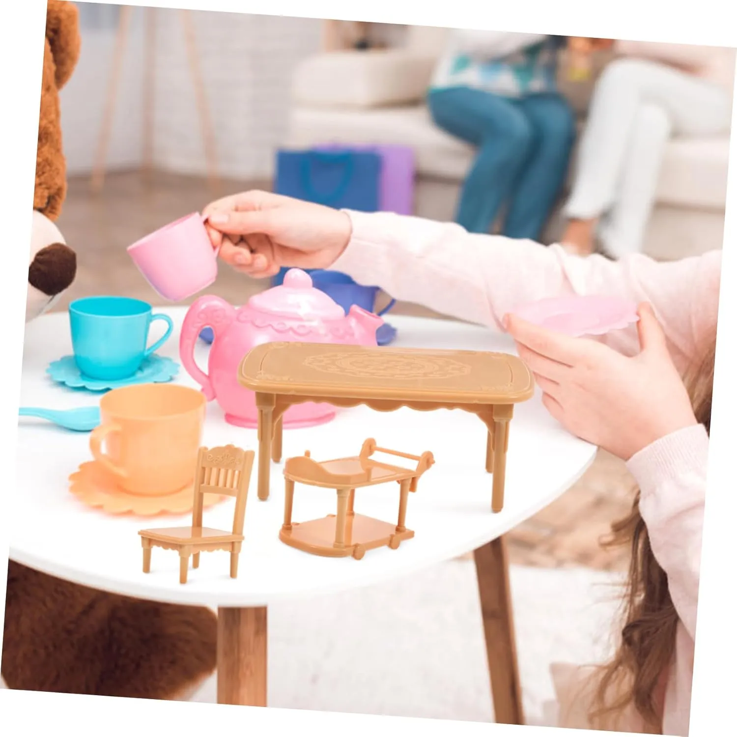 BESPORTBLE 2 Sets Miniature Furniture Set Doll House Dining Table Chair Safe Plastic