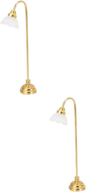 BESPORTBLE 2pcs Floor Lamp Model Small Space Light Decor No Wire Doll House Ornament