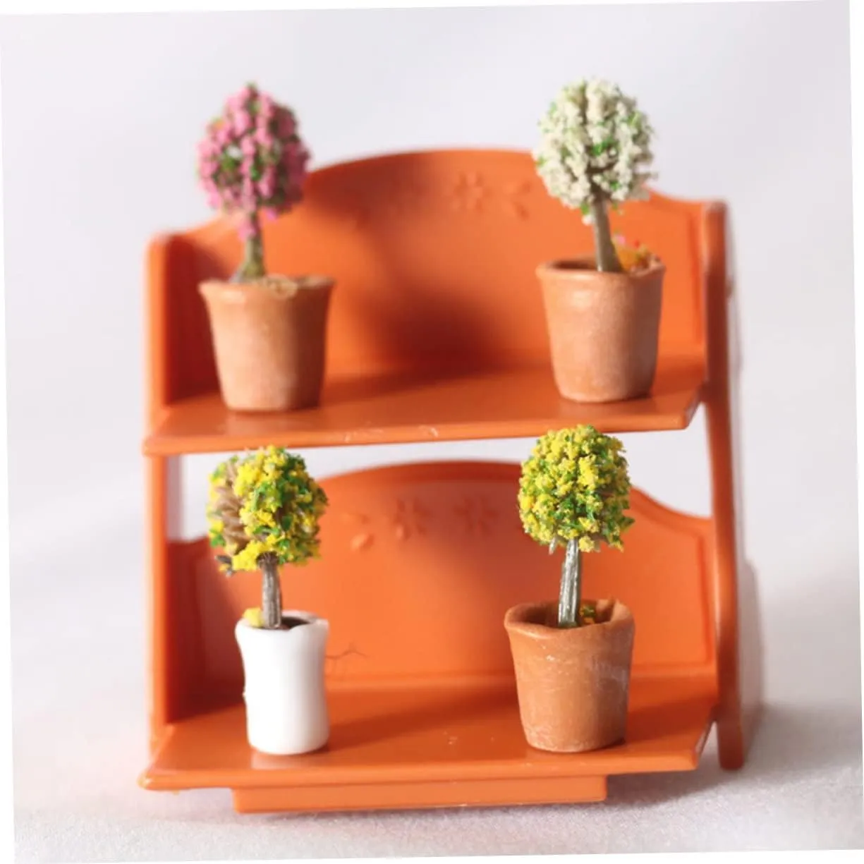 BESPORTBLE 3sets Dollhouse Miniature Flower Rack 2-Tier Shelf Model Miniature Furniture Ornament for Tiny House Decor 2pcs*3