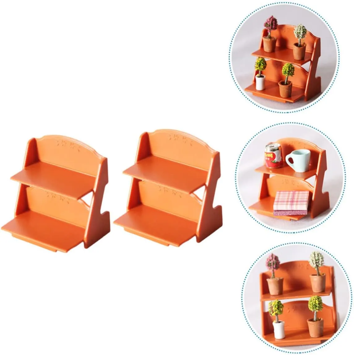 BESPORTBLE 3sets Dollhouse Miniature Flower Rack 2-Tier Shelf Model Miniature Furniture Ornament for Tiny House Decor 2pcs*3