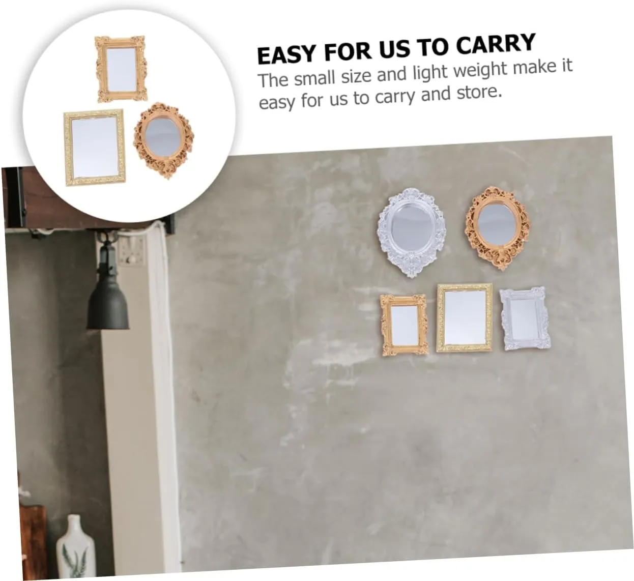 BESPORTBLE 3sets Miniature Dollhouse Accessory Toy Mirror Perfect for Holiday Present 3pcs*3