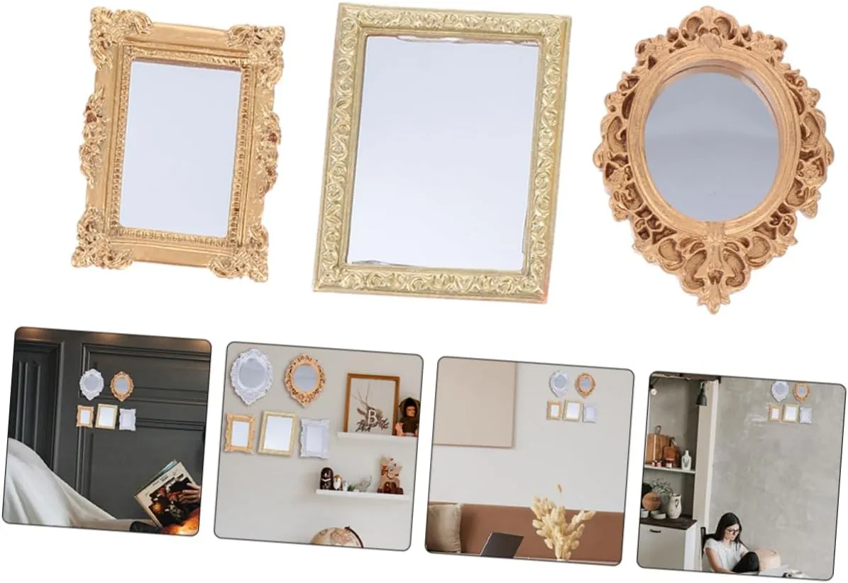 BESPORTBLE 3sets Miniature Dollhouse Accessory Toy Mirror Perfect for Holiday Present 3pcs*3