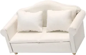 BESPORTBLE Dollhouse Miniature Sofa 1:12 Scale White Fabric Miniature Furniture for Doll