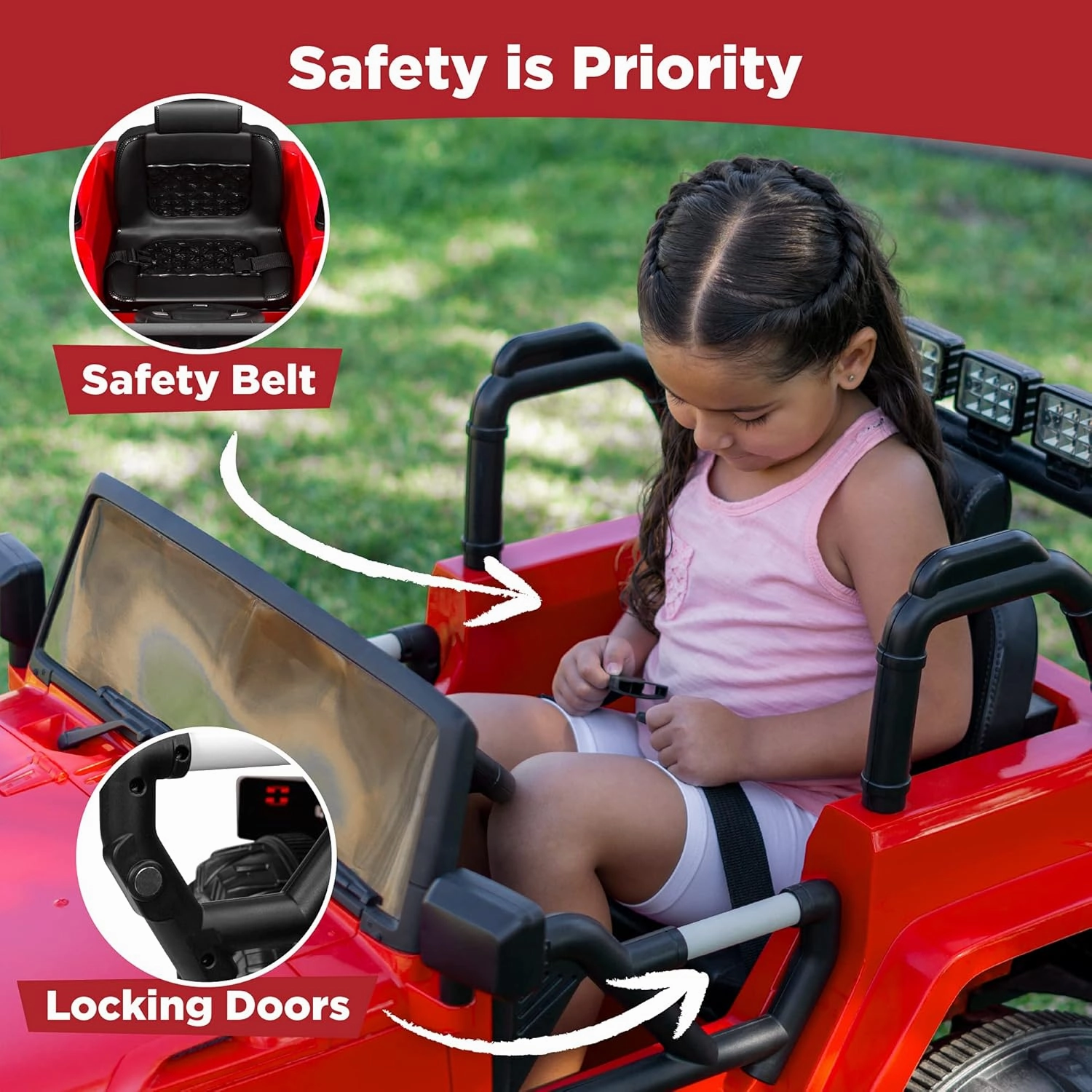 Best Choice Products Kids 12V Ride On Truck, Battery Powered Toy Car w/Spring Suspension, Remote Control, 3 Speeds, LED Lights, Bluetooth - Red