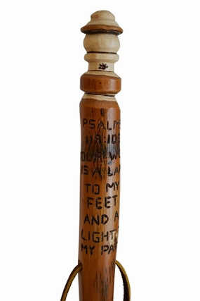 Bible Walking Stick - Christian Staff - Bible Verse and Lantern - Psalm 119:105 "Your Word is a Lamp to