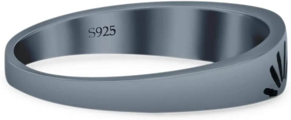 Blue Apple Co. Iconic Sunrise Or Sunset Ring Sunshine New Art Trending Oxidized Ring Band Solid 925 Sterling Silver Thumb Ring (4.5mm)