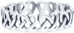 Blue Apple Co. Stackable Iconic Cut Out Open Love Hearts Knot Statement Oxidized Fashion Band Solid 925 Sterling Silver Thumb Ring (4.8mm)