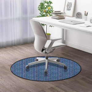 Blue Washable Round Chair Mat for Rolling Chairs, Traditional Tiles Patterns Graffiti Decorative Multi-Purpose Floor Protector,Protect The Floor from Scratches, Geometric Diameter 51 in
