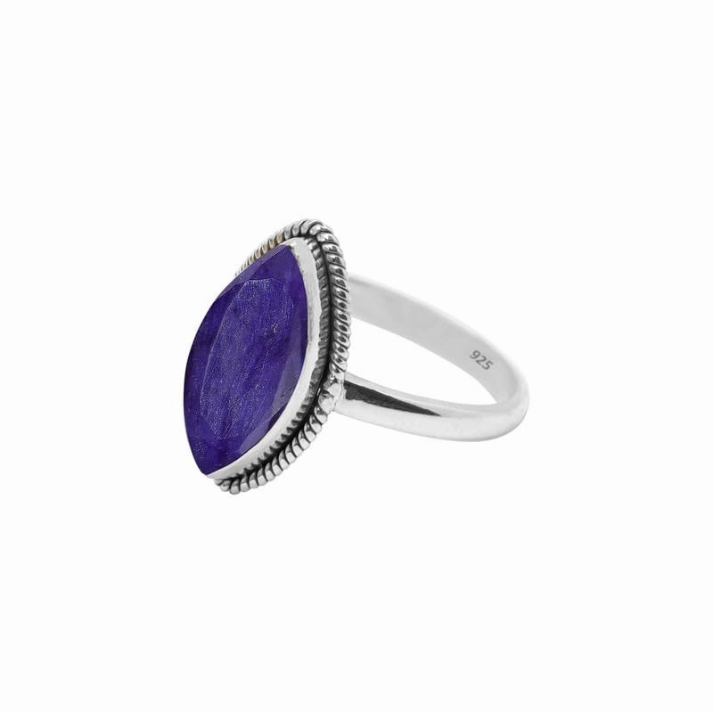 Blue Sapphire Stone Ring 925 Sterling Silver Statement Ring For Women and Girls Handmade Rings Natural Marquise Gemstone Ring Promise Ring For Christmas Size US 5 Gift For Her