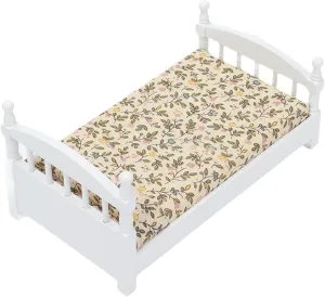 Bnineteenteam Wooden Doll House Bed 1: 12 Scale Miniature Bedroom Fumiture Set with Mattress Pillow