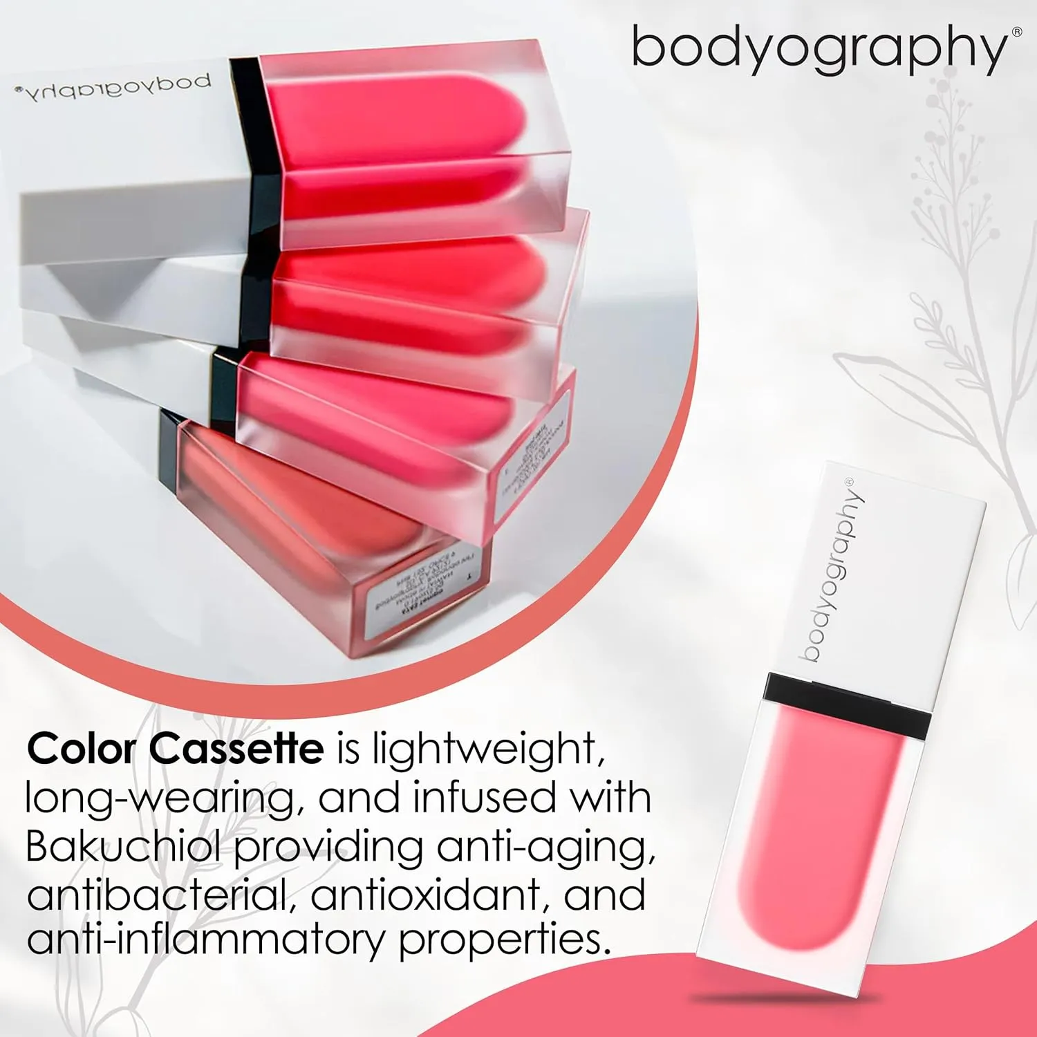 Bodyography Color Cassette Liquid Blush and Lip Tint - Multi Tasking Liquid Blush and Lip Product (Baby Doll Pink)