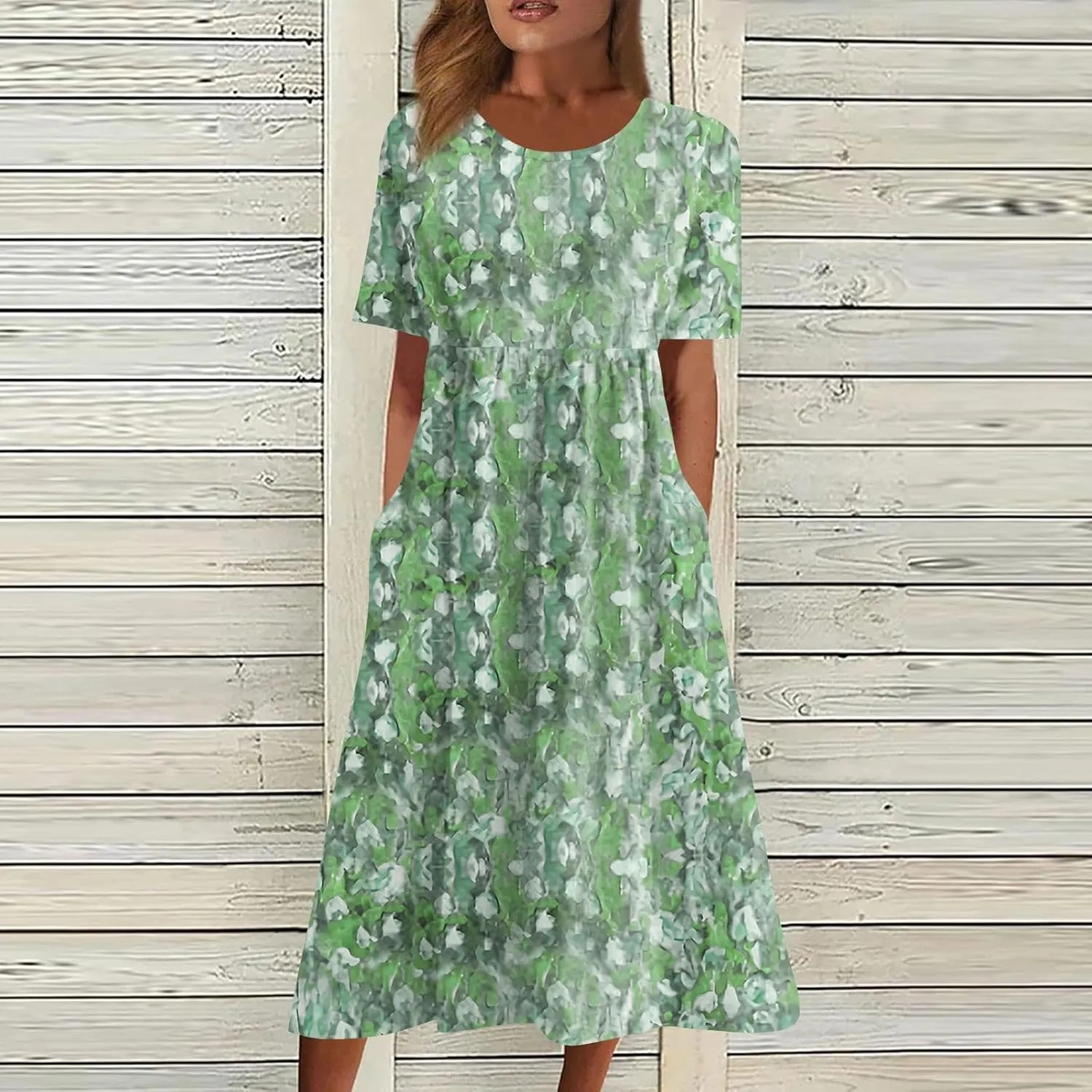 Boho Dress for Women Plus Size Short Sleeve Crew Neck Maxi Sundress 2025 Summer Casual Vacation Dresses with Pockets