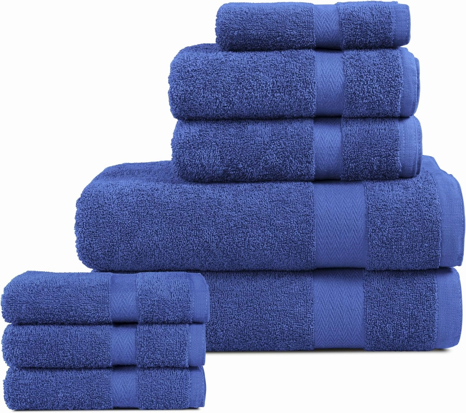 BolBom*S 8 Piece Towel Set-Ultra Soft 100% Pure Cotton, 2 Large Bath Towels 28x56, 2 Hand Towels for Bathroom 16x26, 4 Wash Cloths12x12, Bath Towels Ideal for Everyday Use, Hotel & Spa - Blue