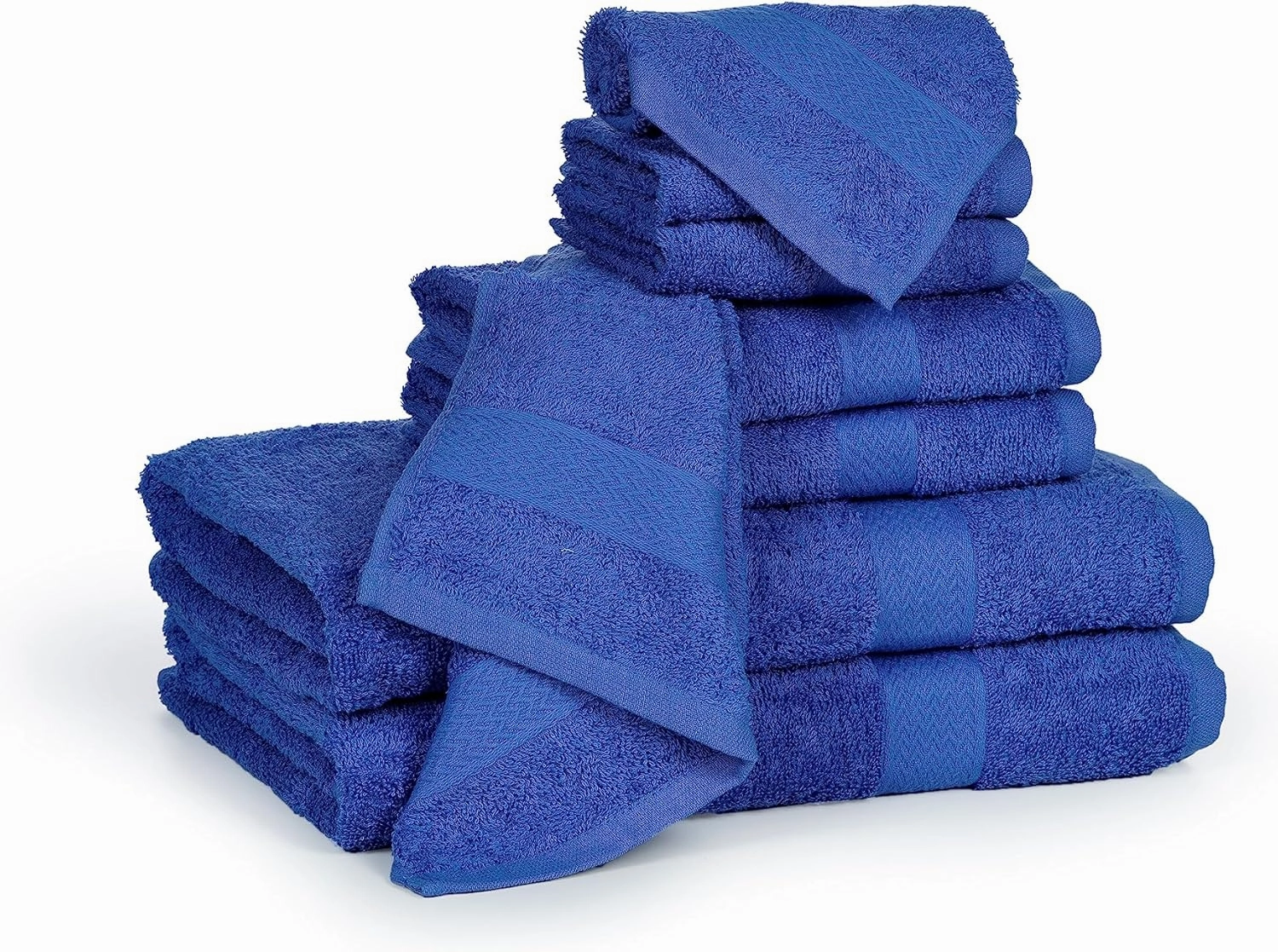 BolBom*S 8 Piece Towel Set-Ultra Soft 100% Pure Cotton, 2 Large Bath Towels 28x56, 2 Hand Towels for Bathroom 16x26, 4 Wash Cloths12x12, Bath Towels Ideal for Everyday Use, Hotel & Spa - Blue