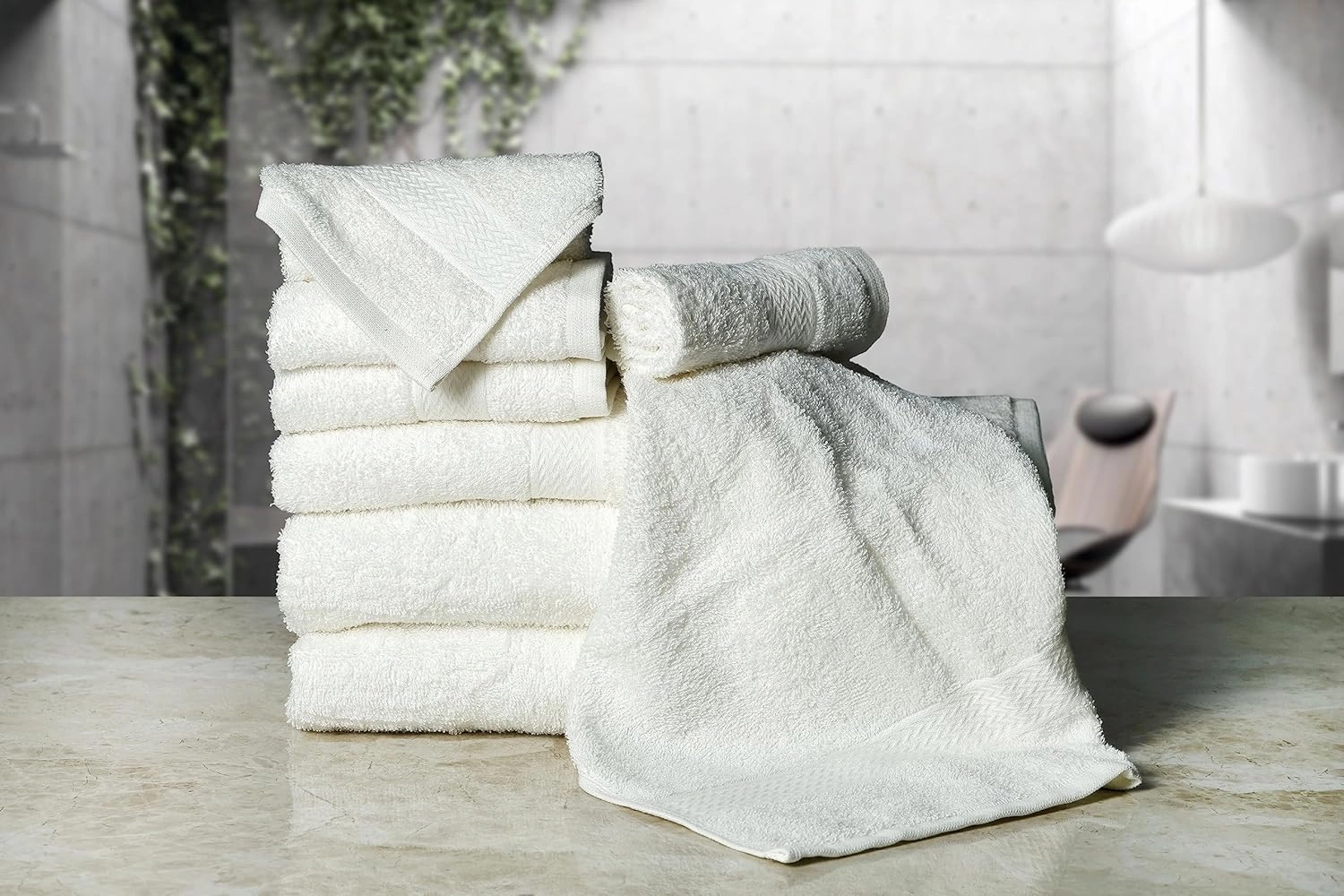 BolBom*S 8 Piece Towel Set- Ultra Soft 100% Pure Cotton, 2 Large Bath Towels 28x56, 2 Hand Towels for Bathroom 16x26, 4 Wash Cloths 12x12, Bath Towels Ideal for Everyday Use, Hotel & Spa- White