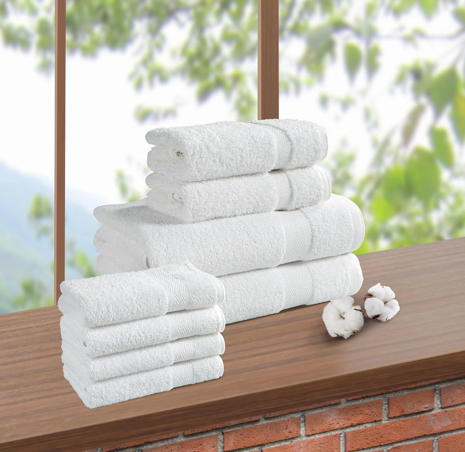 BolBom*S 8 Piece Towel Set- Ultra Soft 100% Pure Cotton, 2 Large Bath Towels 28x56, 2 Hand Towels for Bathroom 16x26, 4 Wash Cloths 12x12, Bath Towels Ideal for Everyday Use, Hotel & Spa- White