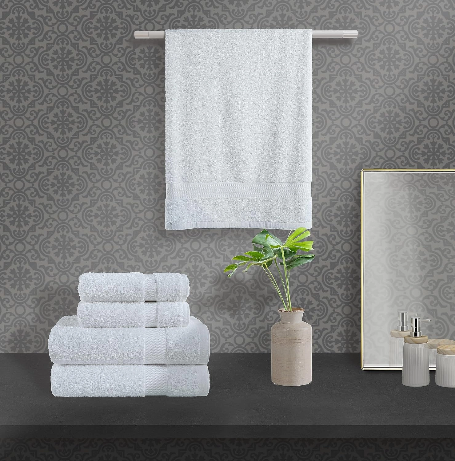BolBom*S 8 Piece Towel Set- Ultra Soft 100% Pure Cotton, 2 Large Bath Towels 28x56, 2 Hand Towels for Bathroom 16x26, 4 Wash Cloths 12x12, Bath Towels Ideal for Everyday Use, Hotel & Spa- White
