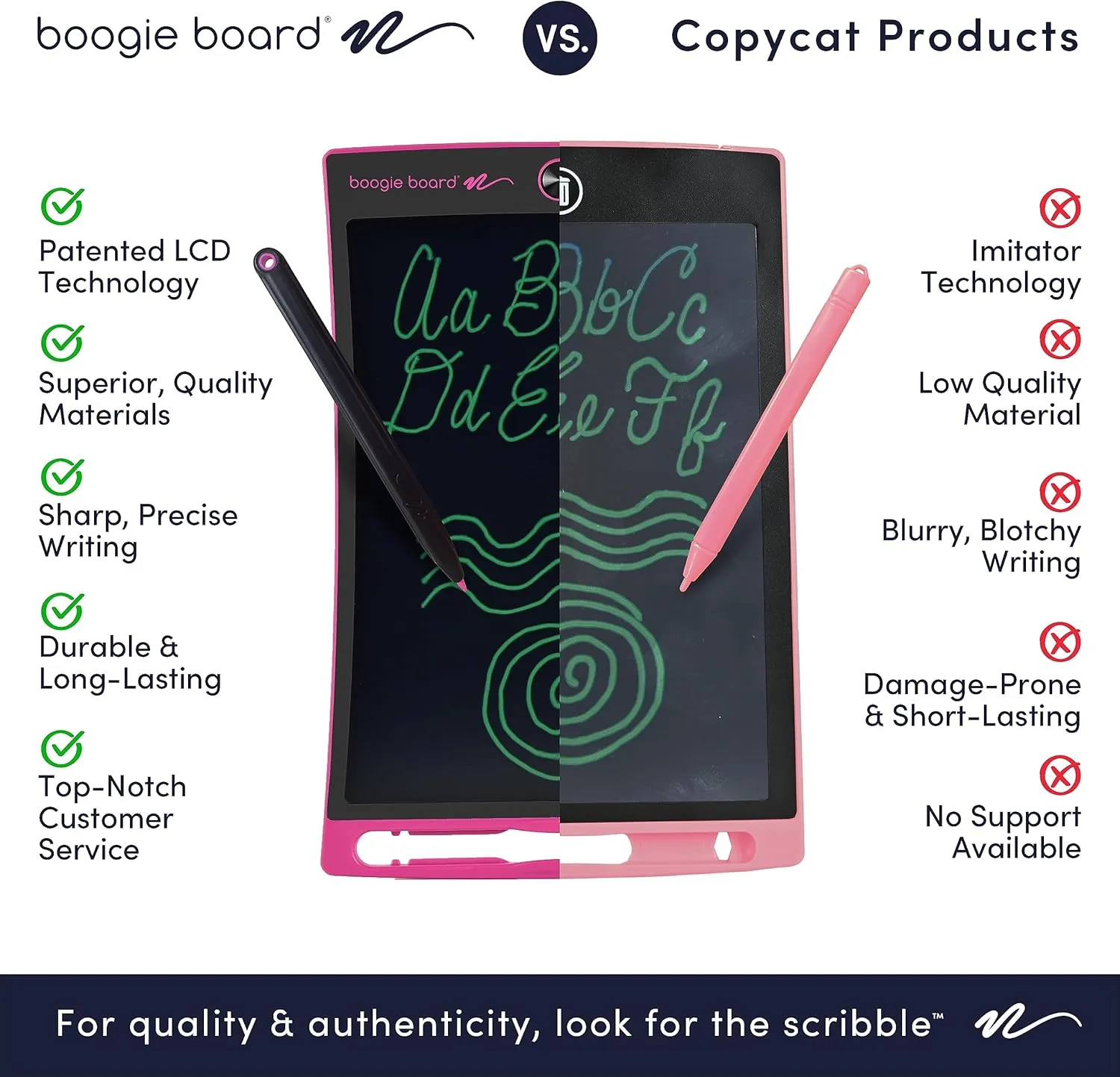 Boogie Board Jot Reusable Writing Tablet 8.5" LCD Screen Instant Erase Stylus Pen Magnets Kickstand - Writing Drawing Digital Notetaking Blue