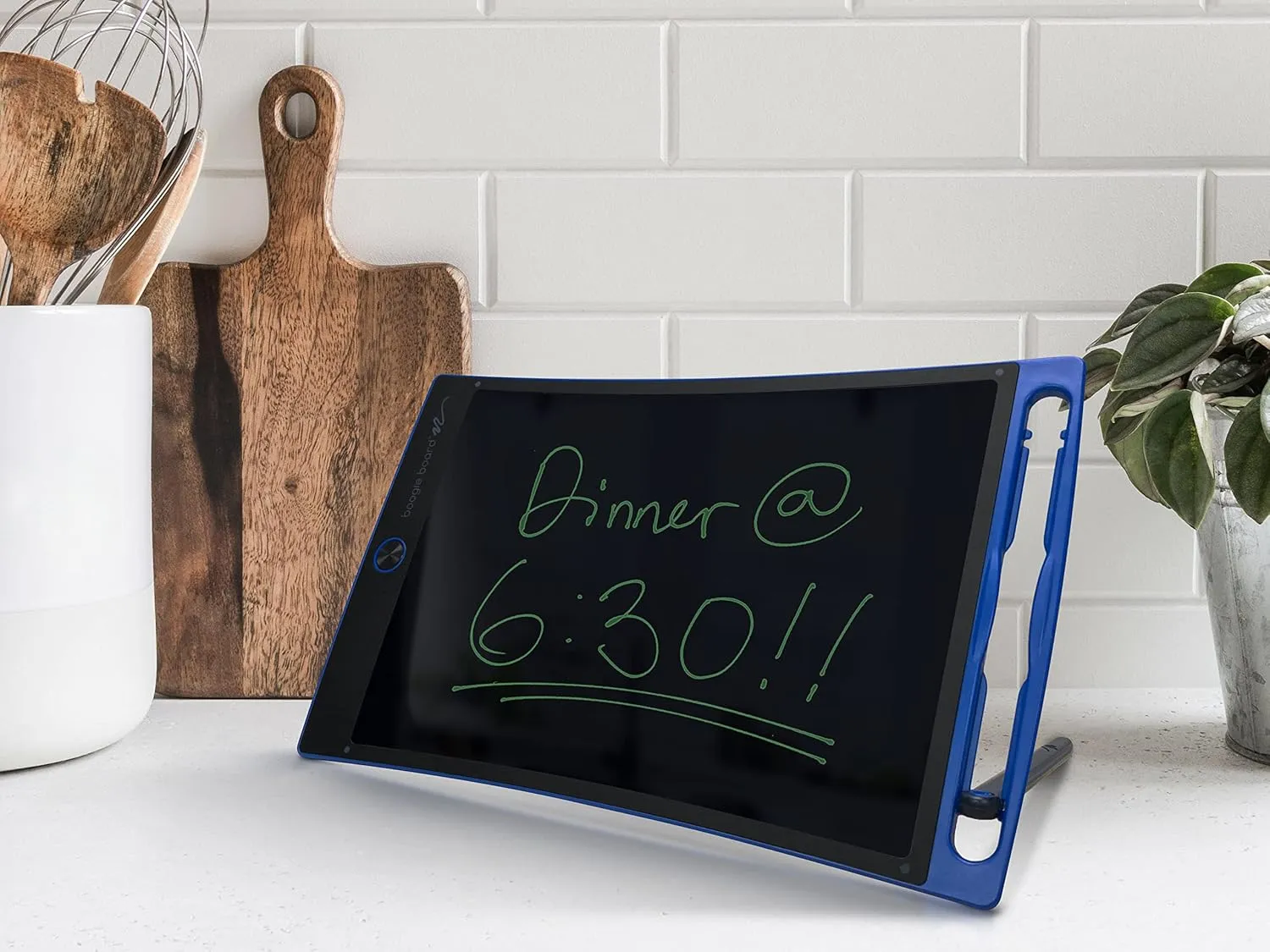 Boogie Board Jot Reusable Writing Tablet 8.5" LCD Screen Instant Erase Stylus Pen Magnets Kickstand - Writing Drawing Digital Notetaking Blue