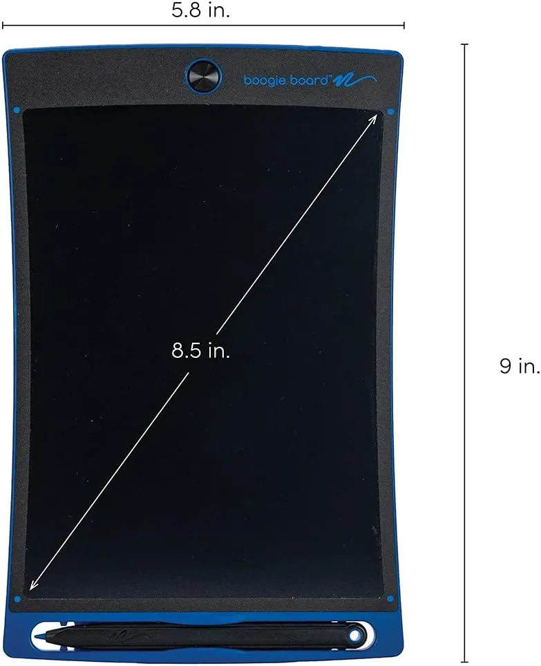 Boogie Board Jot Reusable Writing Tablet 8.5" LCD Screen Instant Erase Stylus Pen Magnets Kickstand - Writing Drawing Digital Notetaking Blue