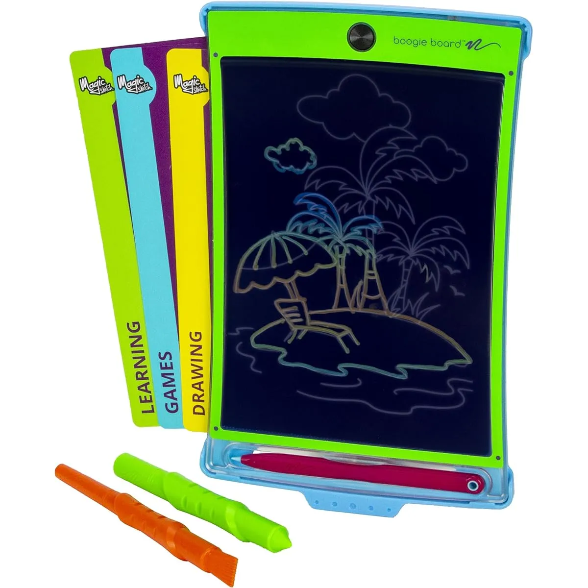 Boogie Board Magic Sketch Reusable Kids Creative Kit with Carry Case, Color Burst Drawing Pad, Stylus, Texture Tool and Double-Sided Template for Drawing, Writing and Tracing, Ages 4 