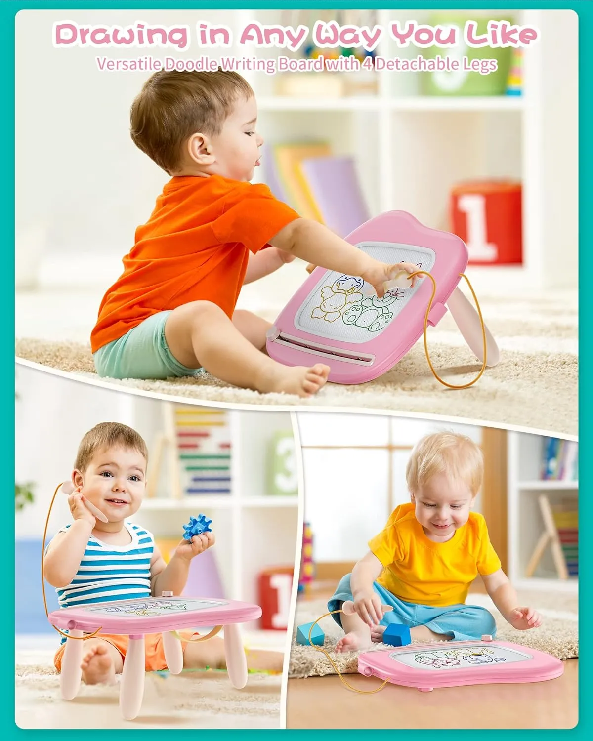 Bopicokok Toddler Toys for 1-2 Year Old Girls Boys, Magnetic Drawing Board Doodle Board Drawing Table Educational Learning Toys for Kids, Babys 18 Months to 3 Years Gifts