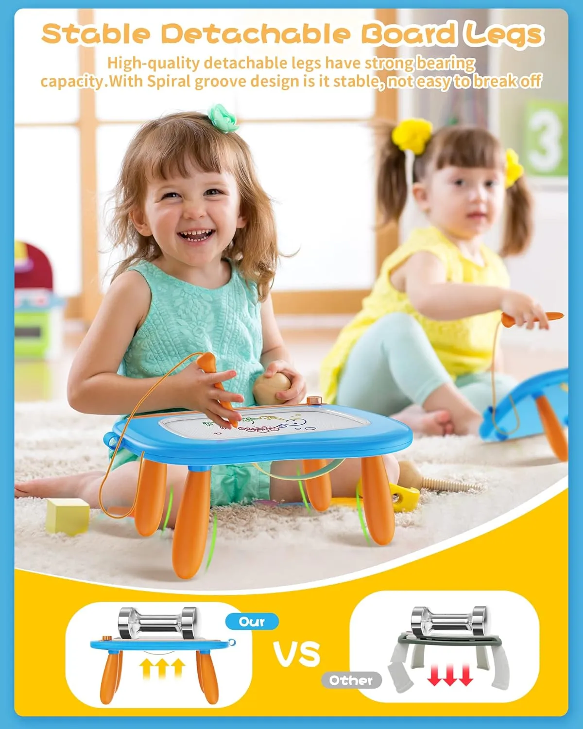 Bopicokok Toddler Toys - Magnetic Drawing Board, Educational Learning Toys for 1-3 Year Old Boys, Gifts for Birthday & Christmas (Blue)