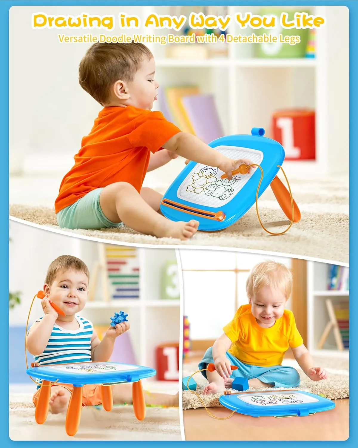 Bopicokok Toys for 1-2 Year Old Boys Toddler Toys,Magnetic Drawing Board, Educational Learning Toys for 1 2 3 Year Old Boys Gifts Birthday Christmas Gifts (Blue)