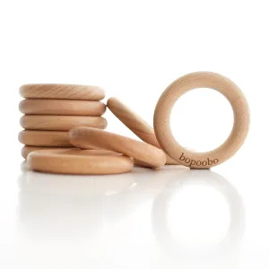 bopoobo Wooden Rings Natural Beech for Craft, Unfinished Wood Ring Circle Rings for DIY Baby Teething Toys, Baby Wooden Teether Accessories, Pendant Connector (10 Pcs, 80 mm)