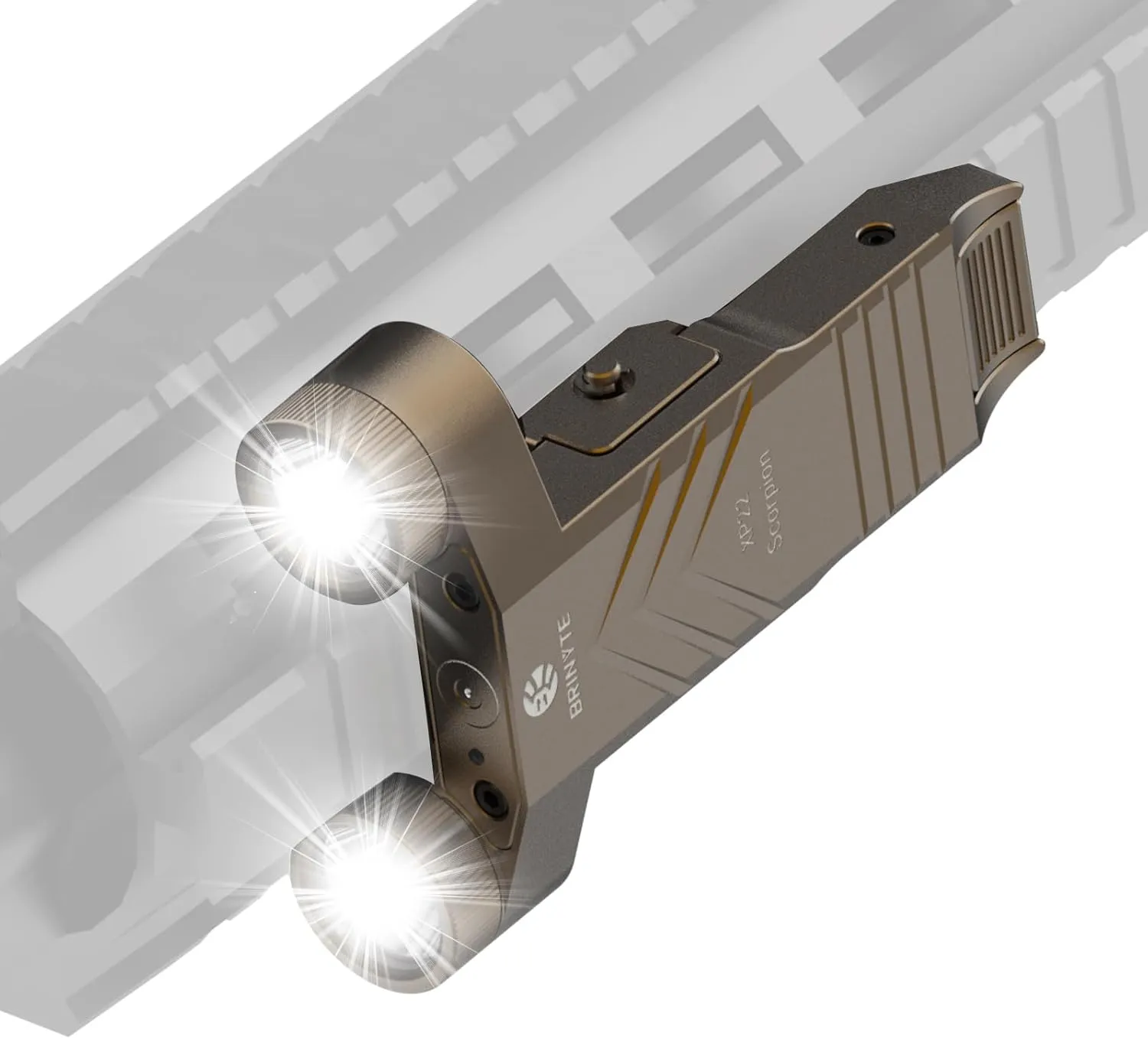 Brinyte XP22 1300 Lumens LED Tactical Flashlight with Strobe, Low Profile Compact Weaponlight for Picatinny Rail Mount with Built-in Pressure Switch, Magnetic USB Rechargeable, Desert