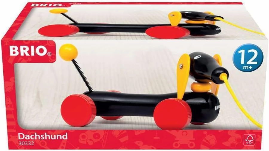 BRIO World - 30332 Pull Along Dachshund | Interactive Toddler Toy | Durable Wooden Construction | FSC Certified Sustainable Wood
