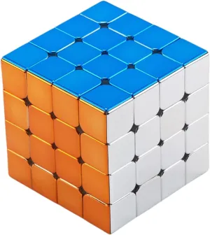 Bukefuno Cyclone Boys 4x4 Magnetic Mirror Reflective Cube Puzzle,Stickerless Magnetic Version 4x4x4 M Shiny Magic Speed Cube Toys
